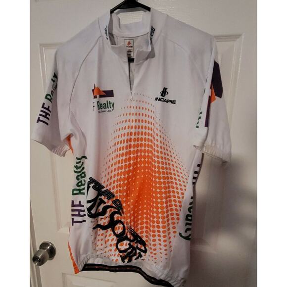 HINCAPIE Cycle JERSEY Shirt 2XL Poly White Orange Pockets Tour Missouri Bike - Picture 2 of 8